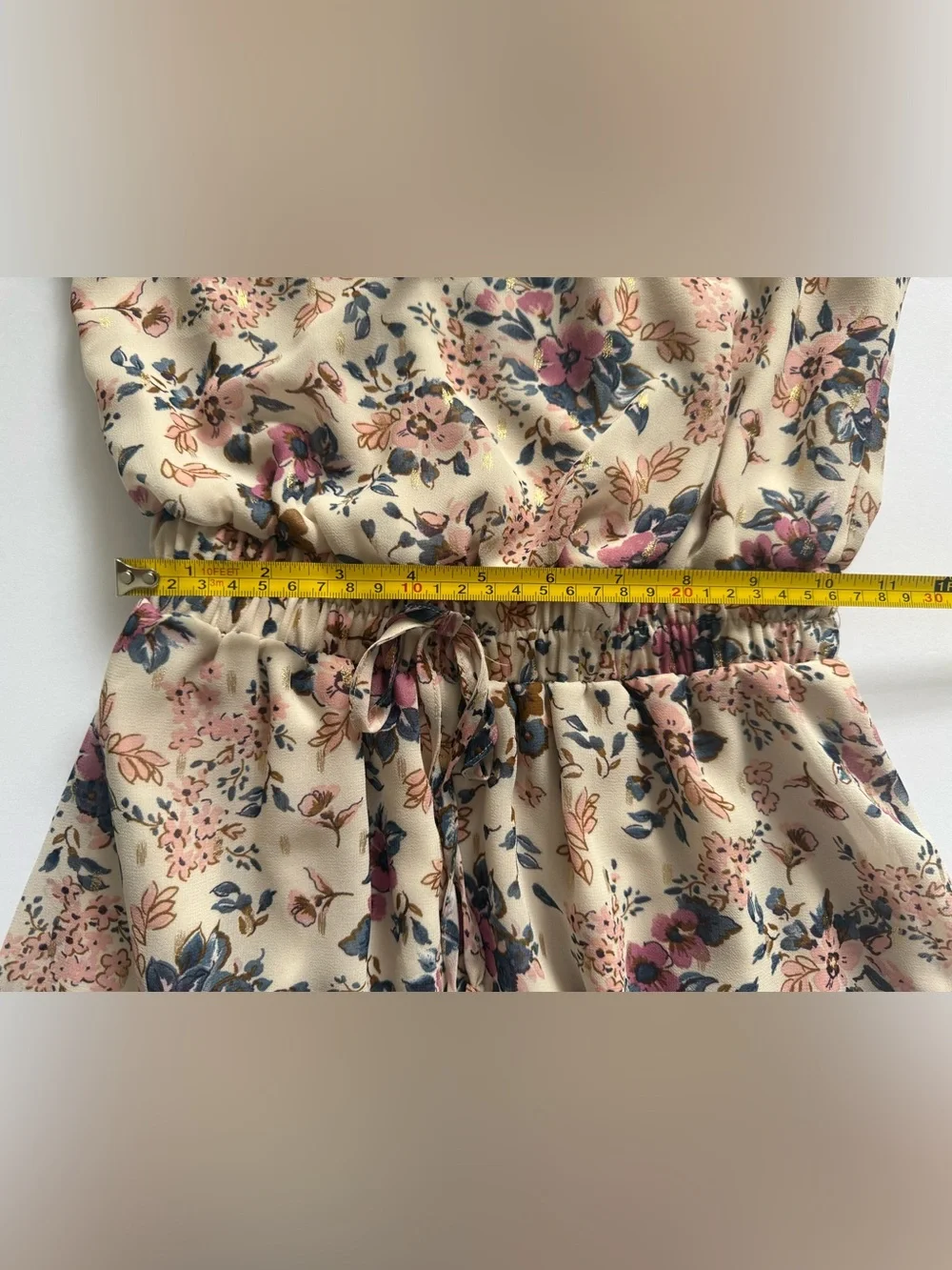 Mi Ami Floral Metallic Lurex Square Neck Mini Dress (XXS)